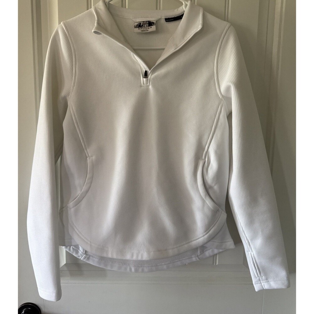 Spyder Aspire Women's Fleece Size Small White 1/2 Zip Jacket Front Pocket